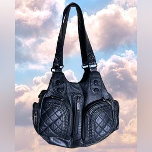 Pleather Black Tote Bag